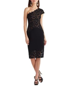 Tadashi Shoji Laser Cutout One-Shoulder Cocktail Dress - Black