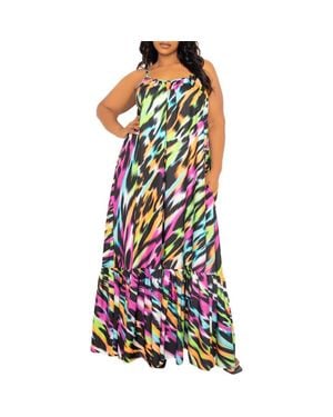 Buxom Couture Animal Print Maxi Dress - Green