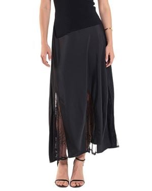 Endless Rose Lace Trim Satin Midi Skirt - Black