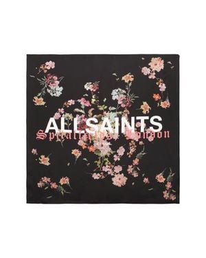 AllSaints Valen Etta Square Silk Twill Scarf - Black