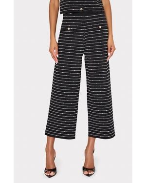 MILLY Lettie Stripe High Waist Wide Leg Pants - Blue