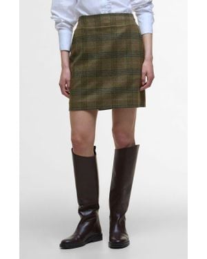 Barbour Bamburgh Plaid Wool Miniskirt - Green