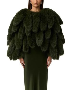 Naked Wardrobe Foxtail Faux Fur Cropped Jacket - Green