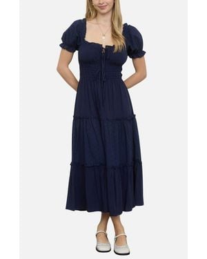 blu pepper blue dress Blu Pepper Miley Denim Dress – Striped Midi with Bow Detail