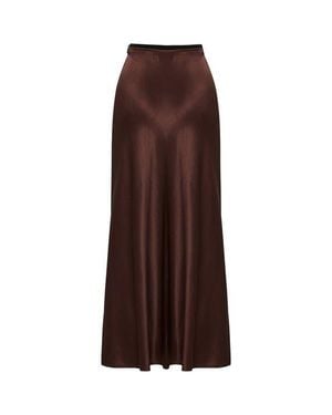 Exquise Satin Midi Skirt - Brown