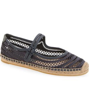 Tory Burch Open Weave Mary Jane Espadrille Flat - Blue