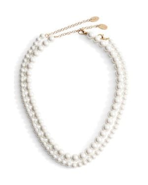 Mango Faux Pearl Double Strand Necklace - White