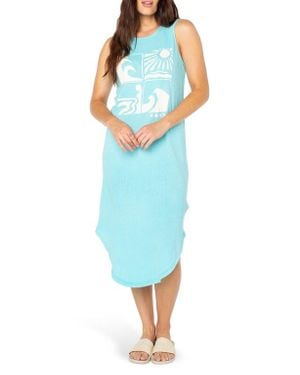 Roxy Wave Cuts Wildflower Tank Midi Dress - Blue