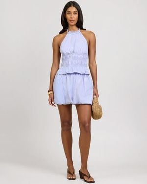 Onia Cotton Smocked Halter Top - Blue