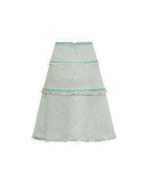 Maison Common Tweed Skirk With Patch Pockets And Trimming - Green