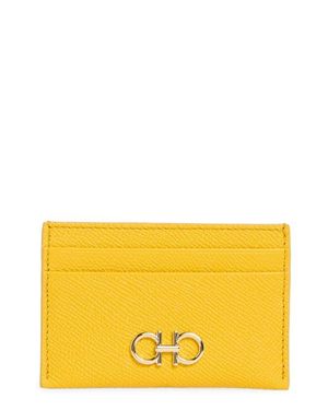 Ferragamo Double Gancio Leather Card Holder - Yellow