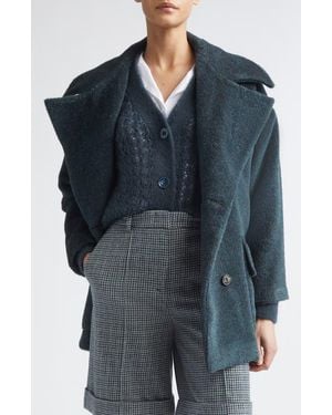 Eleventy Double Breasted Alpaca & Virgin Wool Coat - Blue