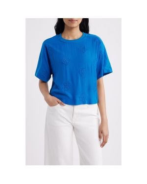 City Blues Eyelet Crop T-Shirt - Blue