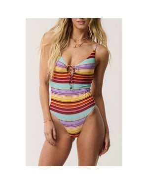 Rip Curl Retro Stripe Full One Piece Swimsuit - Orange
