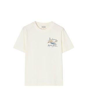 Burberry Feather Print Cotton T-Shirt - White