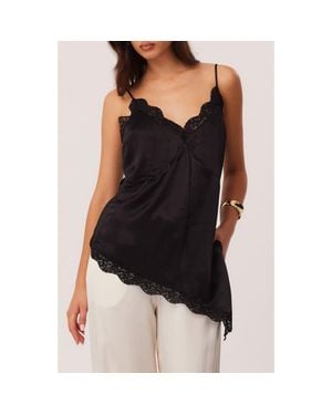 SNDY'S Toni Lace Trim Asymmetric Camisole - Black
