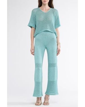 Sunday Saint Tropez Leo Crochet Cover-Up Loose Top - Blue