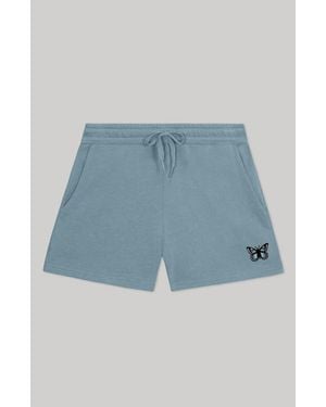 Alix Butterfly Midweight Washed Fleece Shorts - Blue