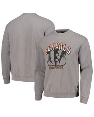The Wild Collective Cincinnati Bengals Distressed Pullover Sweatshirt - Gray