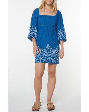 Roxy Under The Palms Embroidered Minidress - Blue