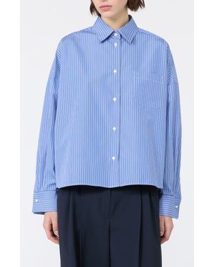 Weekend by Maxmara Striped Cotton Shirt - Blue