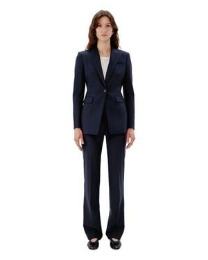 Another Tomorrow Merino Wool Single-Button Blazer - Blue