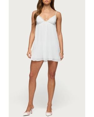 Edikted Lacey Pleated Sleeveless Minidress - White