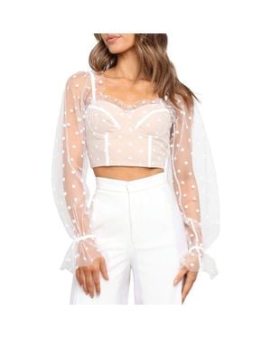 Petal & Pup Varinka Long Sleeve Crop Top - White