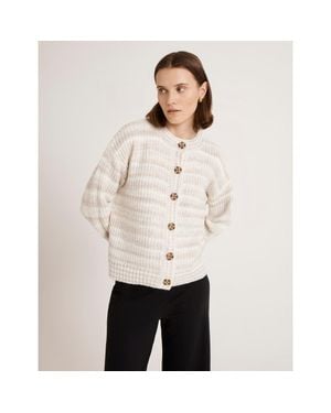 Finery London Whitney Round Neck Knitted Cardigan - Natural
