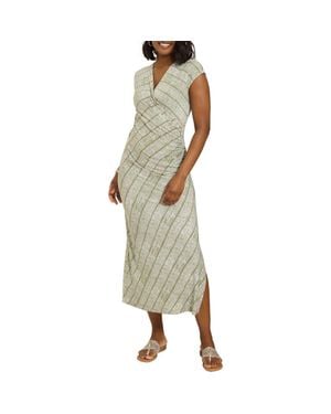 Tommy Bahama Carmela Bungalow Bay Stripe Faux Wrap Maxi Dress - Metallic