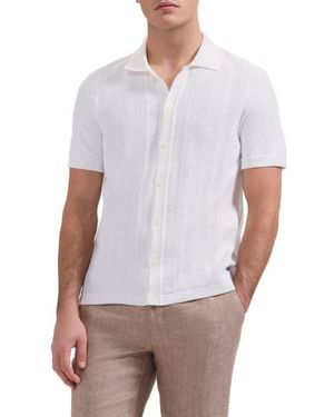 Bugatchi Short Sleeve Cardigan - White