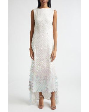 Christopher John Rogers Embellished Step Hem Silk Gown - White