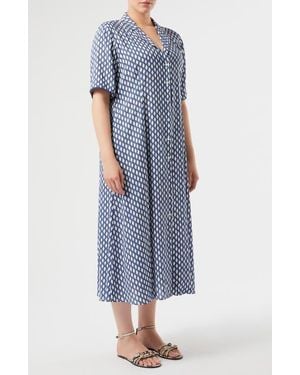 Marina Rinaldi Ranch Geo Print Shirtdress - Blue