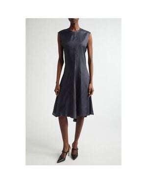 Renaissance Renaissance Ziggy Raw Edge Satin A-Line Dress - Blue