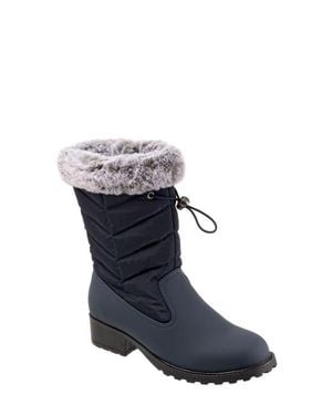 Trotters Bryce Faux Fur Trim Winter Boot - Blue