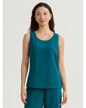 Misook Classic Crepe De Chine Tank Top - Blue