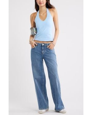 BP. Stretch Cotton Halter Top - Blue