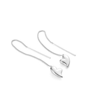 Jenny Bird Puffy Heart Threader Earrings - White