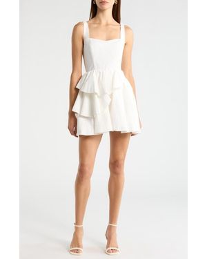 Astr Sheralle Tiered Ruffle Minidress - White