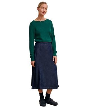 Celtic & Co. Midi Wrap A-Line Denim Skirt - Blue