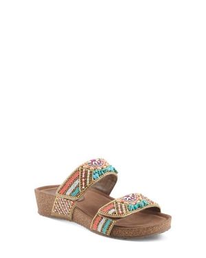 AZURA BY SPRING STEP Bahamain Hand Beaded Platform Sandal - Multicolor