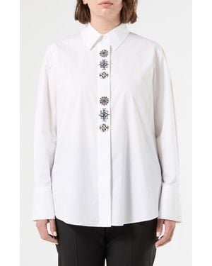 Marina Rinaldi Embellished Cotton Shirt - White