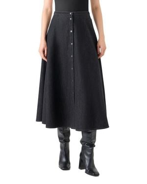Akris Punto Stretch Denim A-Line Skirt - Black
