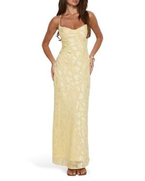 Princess Polly Celena Floral Burnout Gown - Metallic