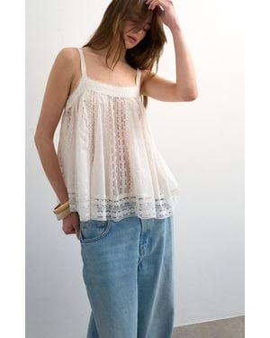 TOPSHOP Broderie And Lace Camisole - White