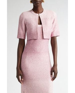 St. John Dégradé Sequin Stripe Crop Cardigan - Pink