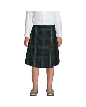 Lands' End Girls Plus Plaid A-Line Skirt Below The Knee - Black