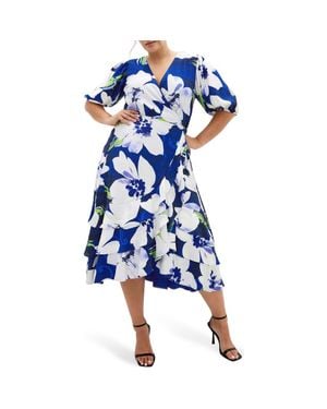 City Chic Bri Floral Midi Dress - Blue