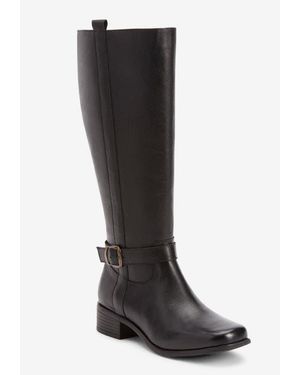 Comfortview The Donna Wide Calf Leather Boot - Black
