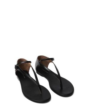 Mango Leather Strap Sandal - Black